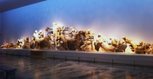 Pediment of the Temple of Zeus in the Archaeological Museum Of Olympia